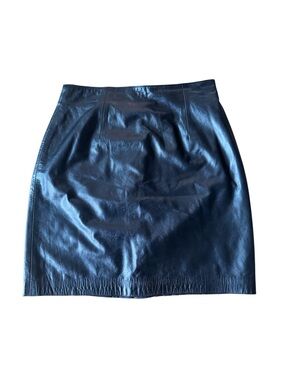 Vintage Leather Mini Skirt Black Tannery West 8 Rock Edgy Grunge Whimsigoth
